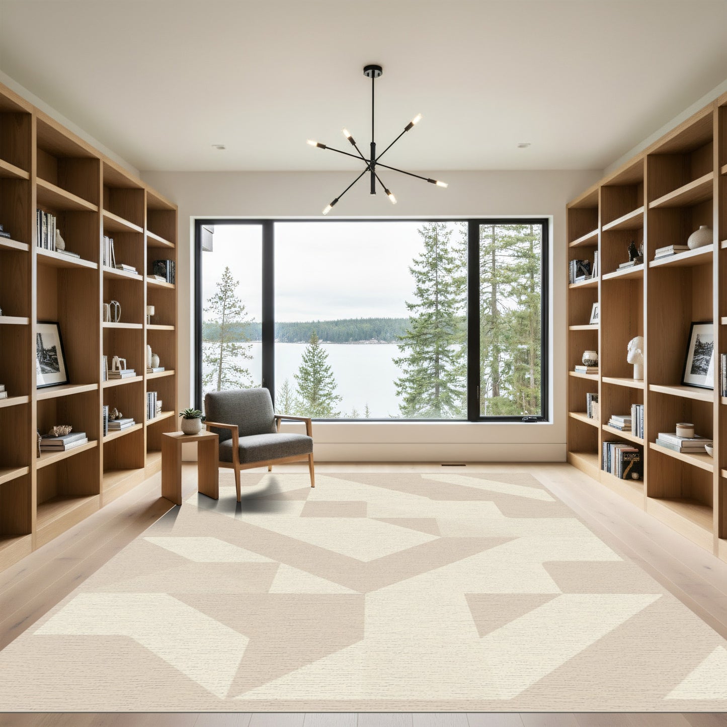 Neutral Geometric Broken Fragment Rug
