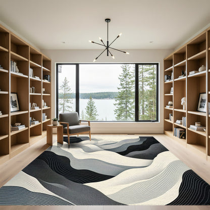 Grayscale Wavy Mountain Rug