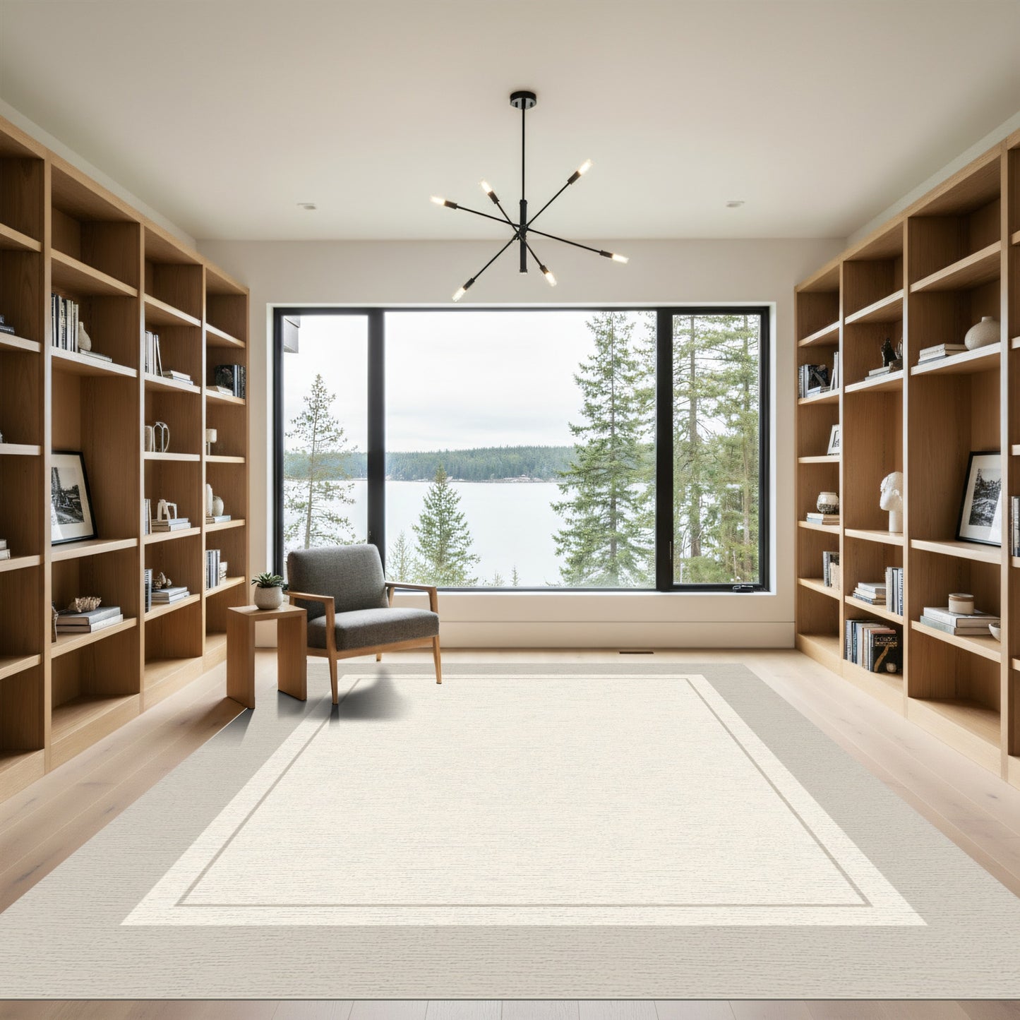 Cream Border Square Rug