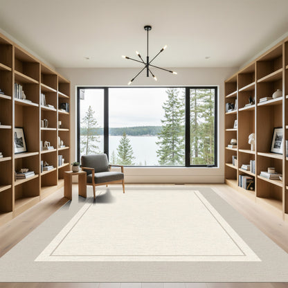 Cream Border Square Rug