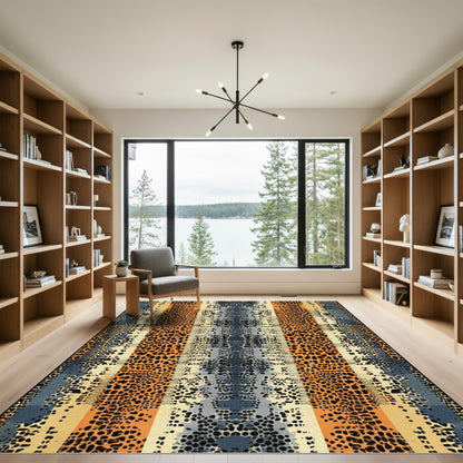 Leopard Print Striped Ombre Rug