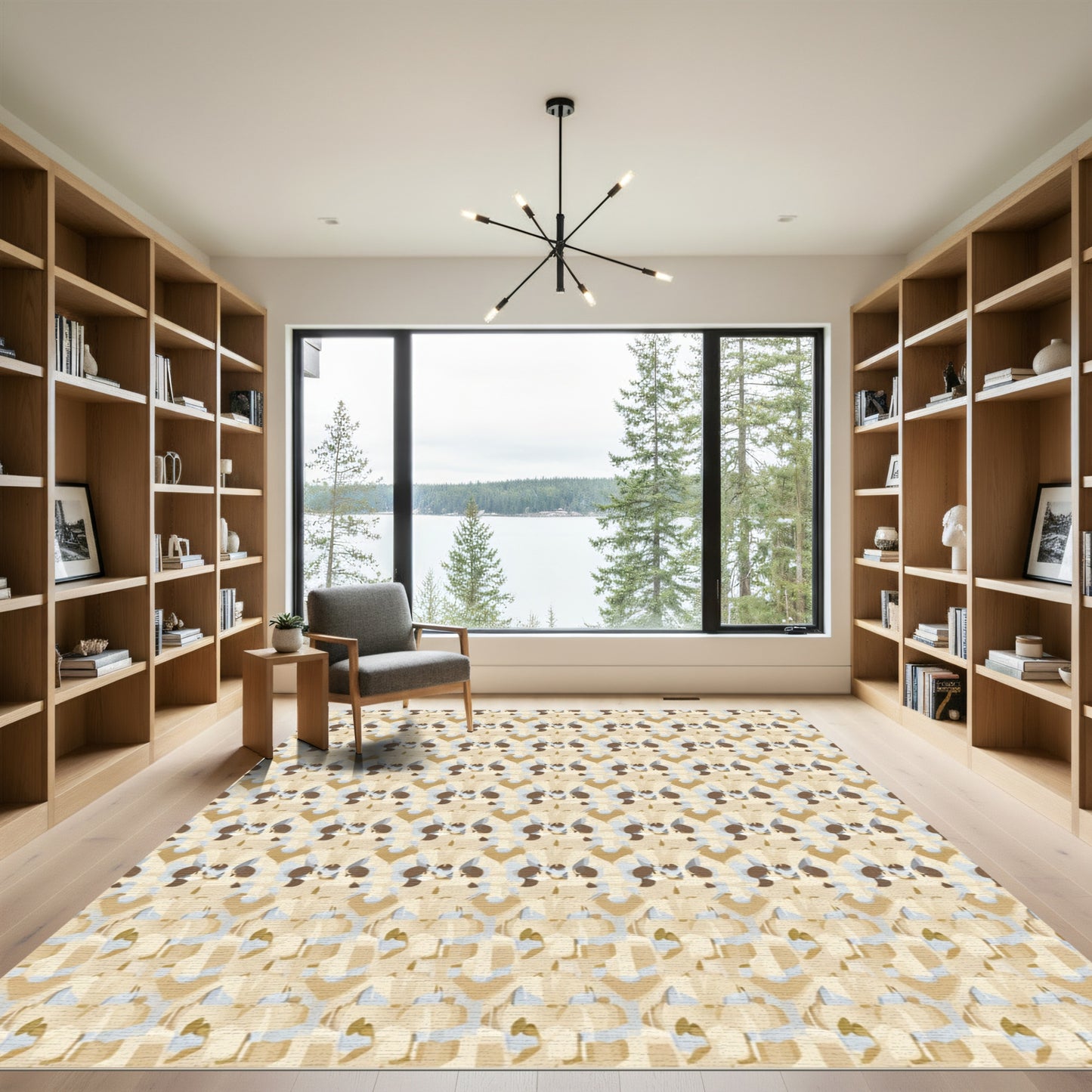 Neutral Tones Abstract Organic Stripe Rug