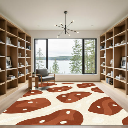 Brown and Cream Abstract Blob Rug