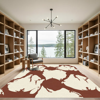 Brown Abstract Organic Shapes Rug