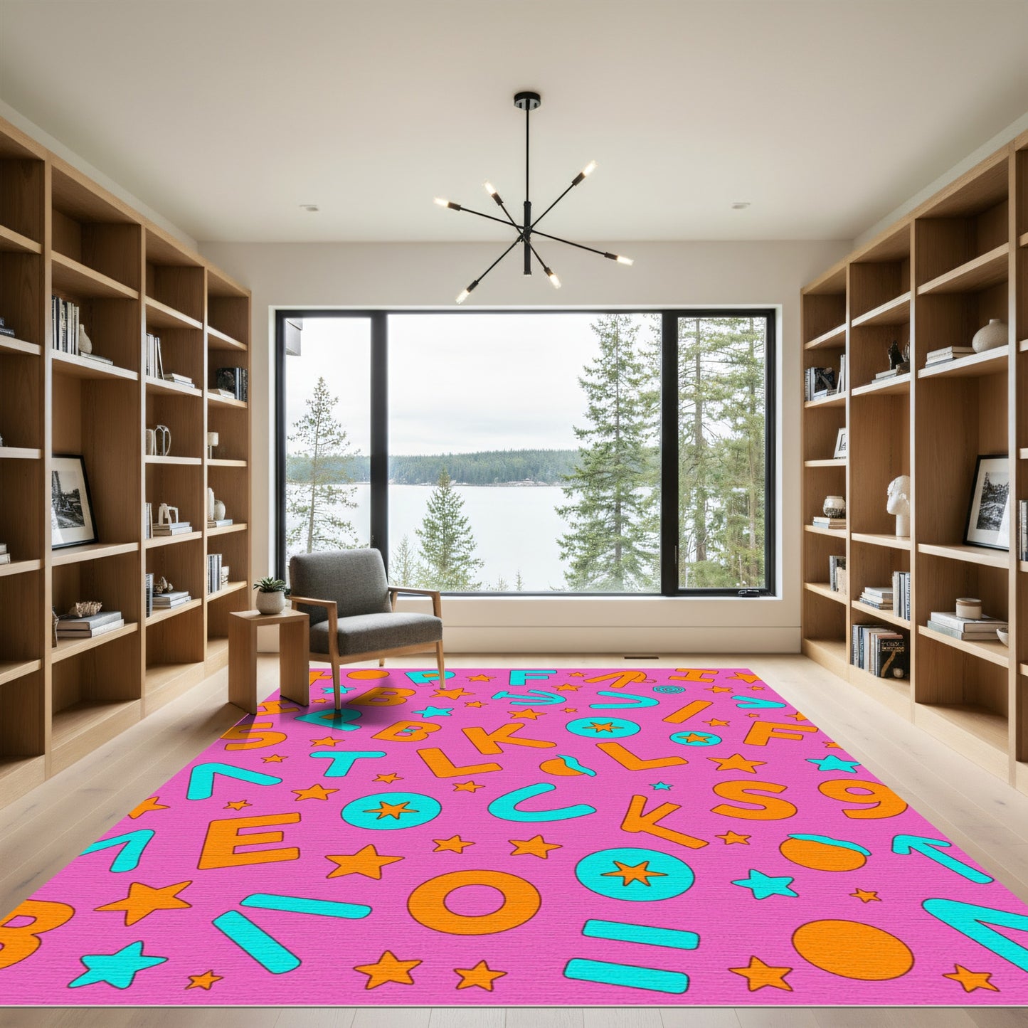 Pink Orange Blue Alphabet Stars Rug
