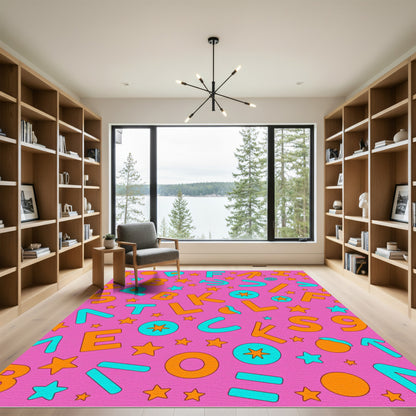 Pink Orange Blue Alphabet Stars Rug