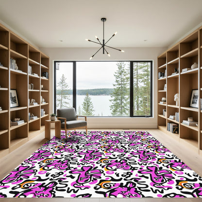 Pink Graffiti Swoosh Abstract Rug