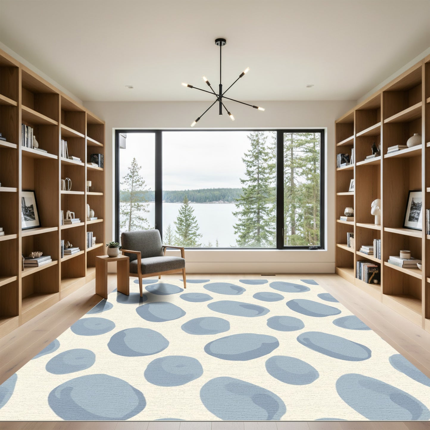 Pale Blue Pebble Organic Dot Rug