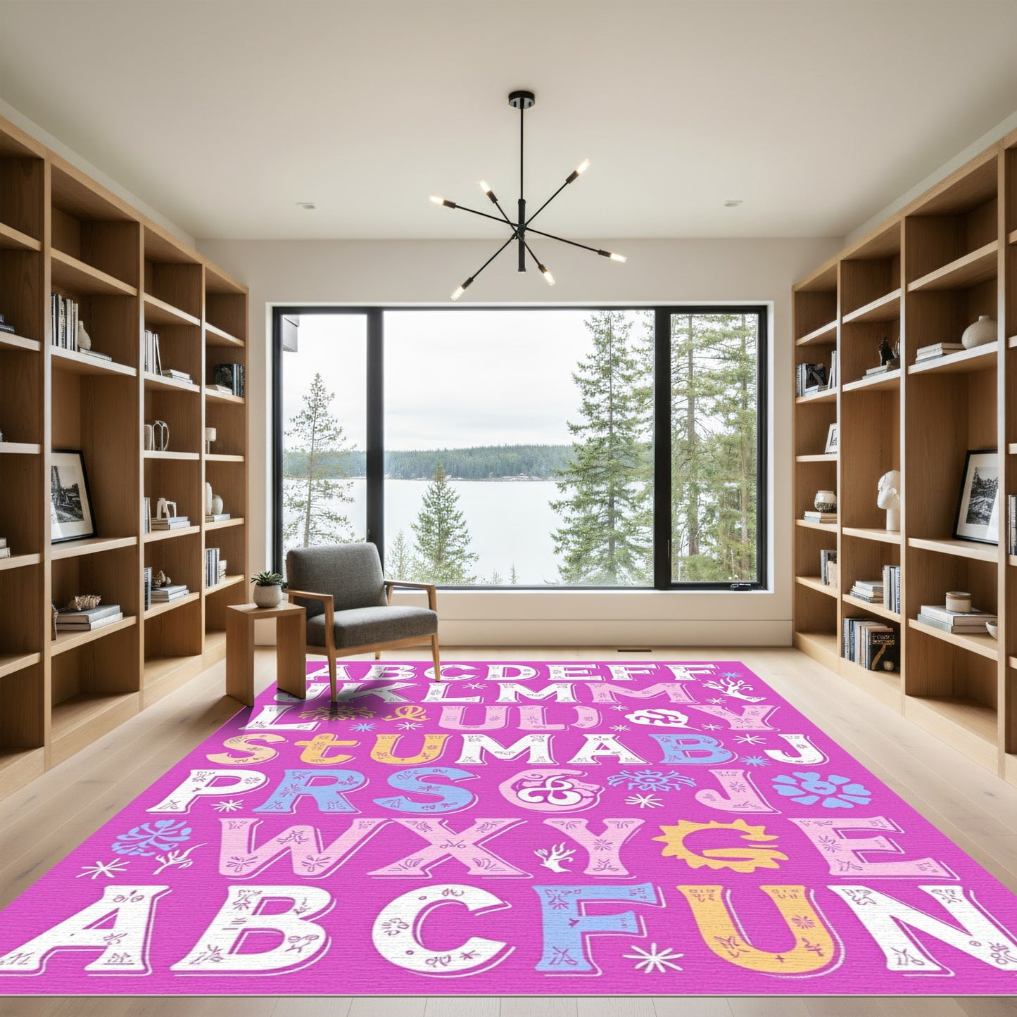Pink Alphabet Blast Rug