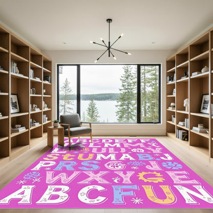 Pink Alphabet Blast Rug