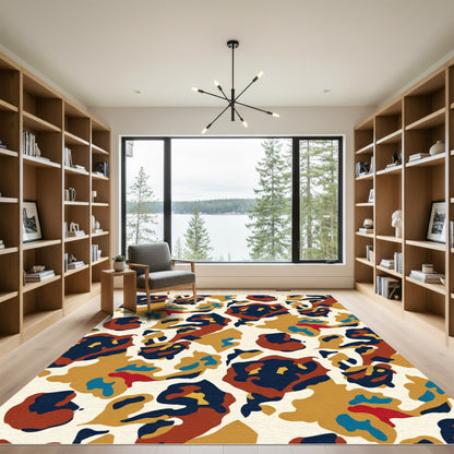 Abstract Camouflage Spots Organic Terra Cotta Rug