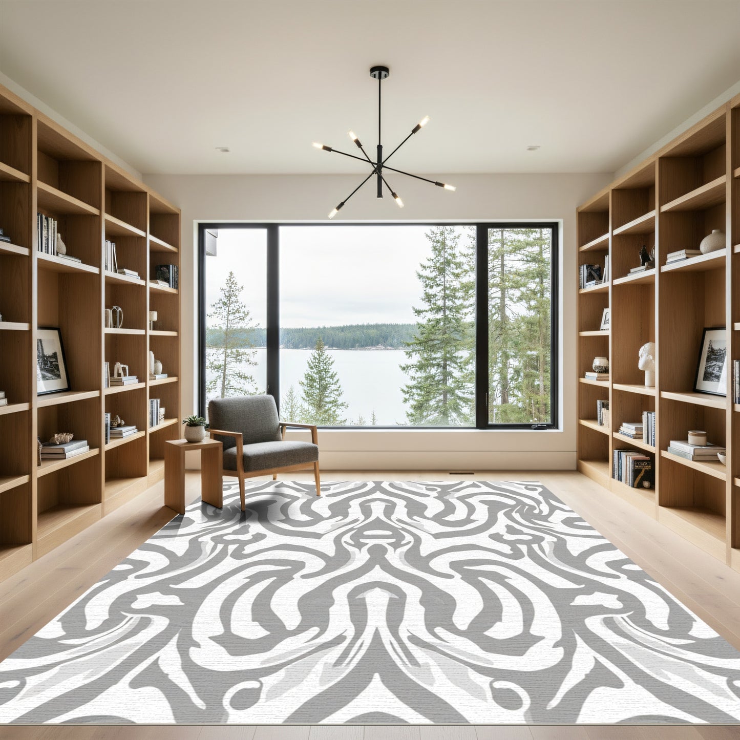 Gray Abstract Flowing Organic Rug