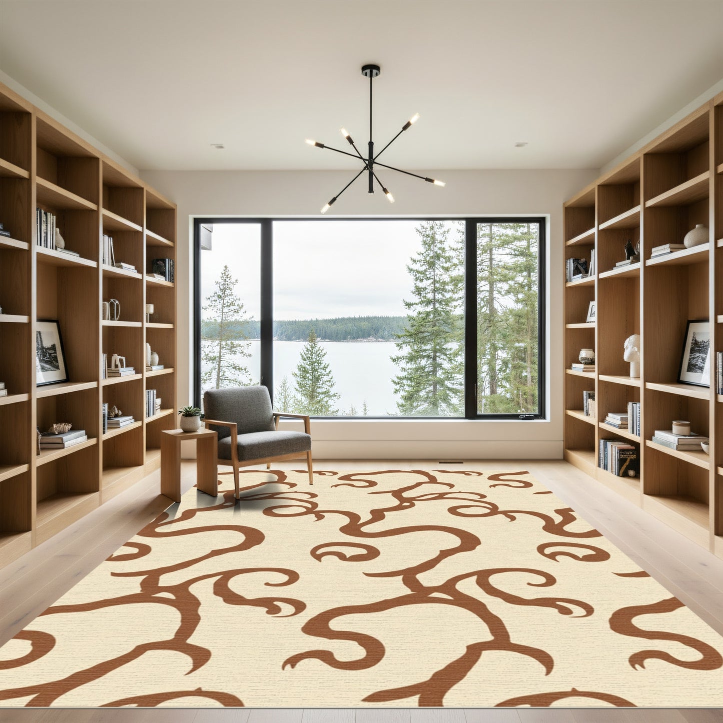 Creamy Brown Intertwined Vine Rug