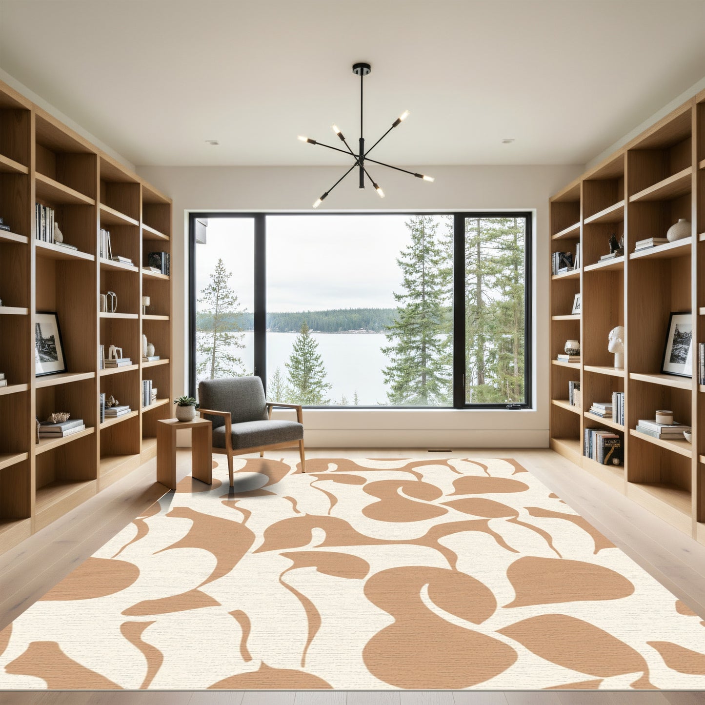 Neutral Abstract Organic Swirl Rug