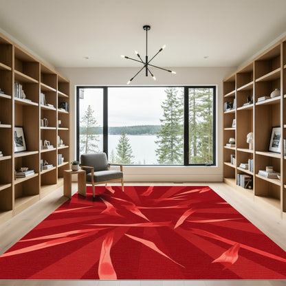 Fiery Red Jagged Rays Rug