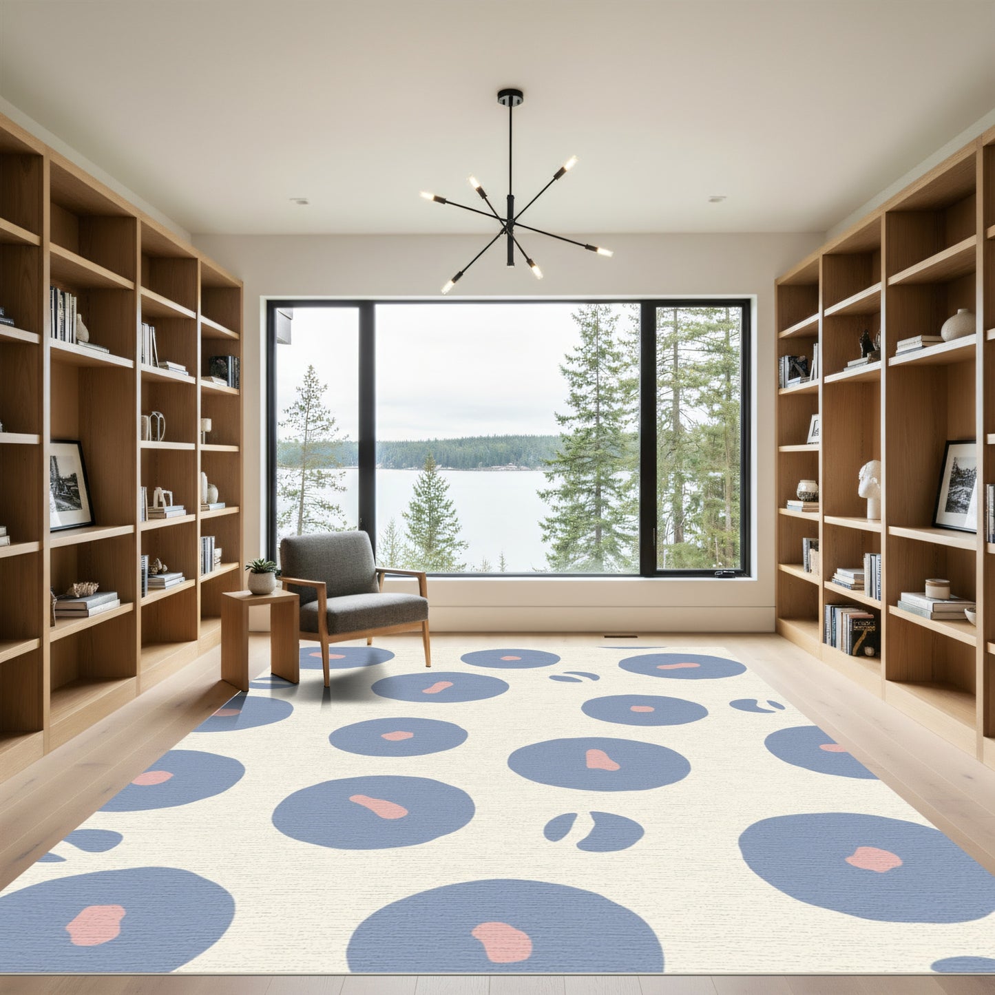 Blue Pink Abstract Circles Rug