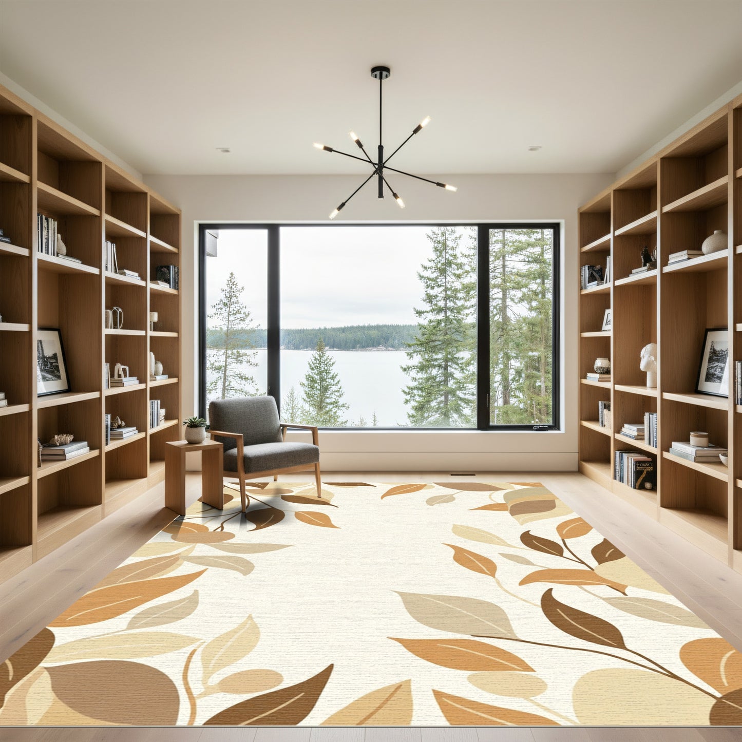 Earthy Autumn Leaf Vine Texture Rug