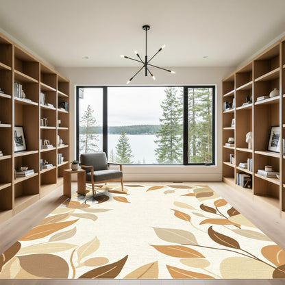 Earthy Autumn Leaf Vine Texture Rug