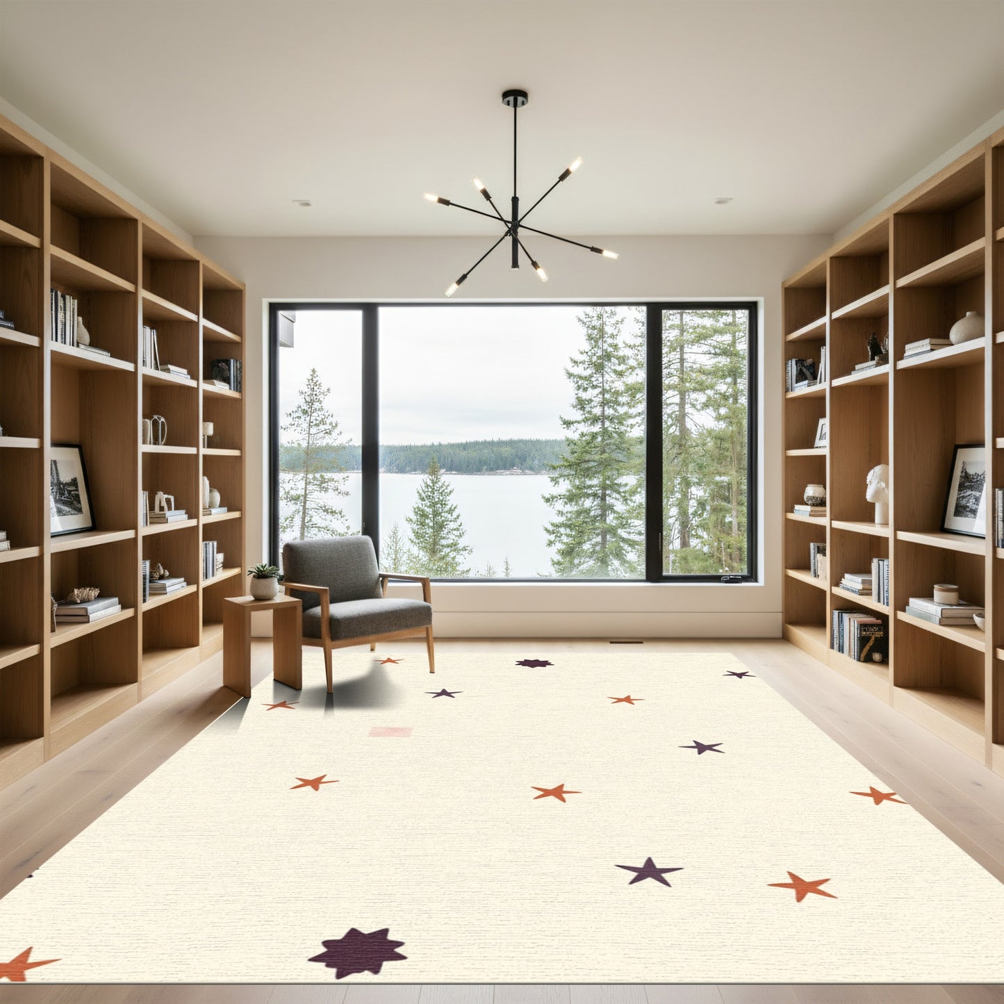 Earthy Stars On Cream Background Rug
