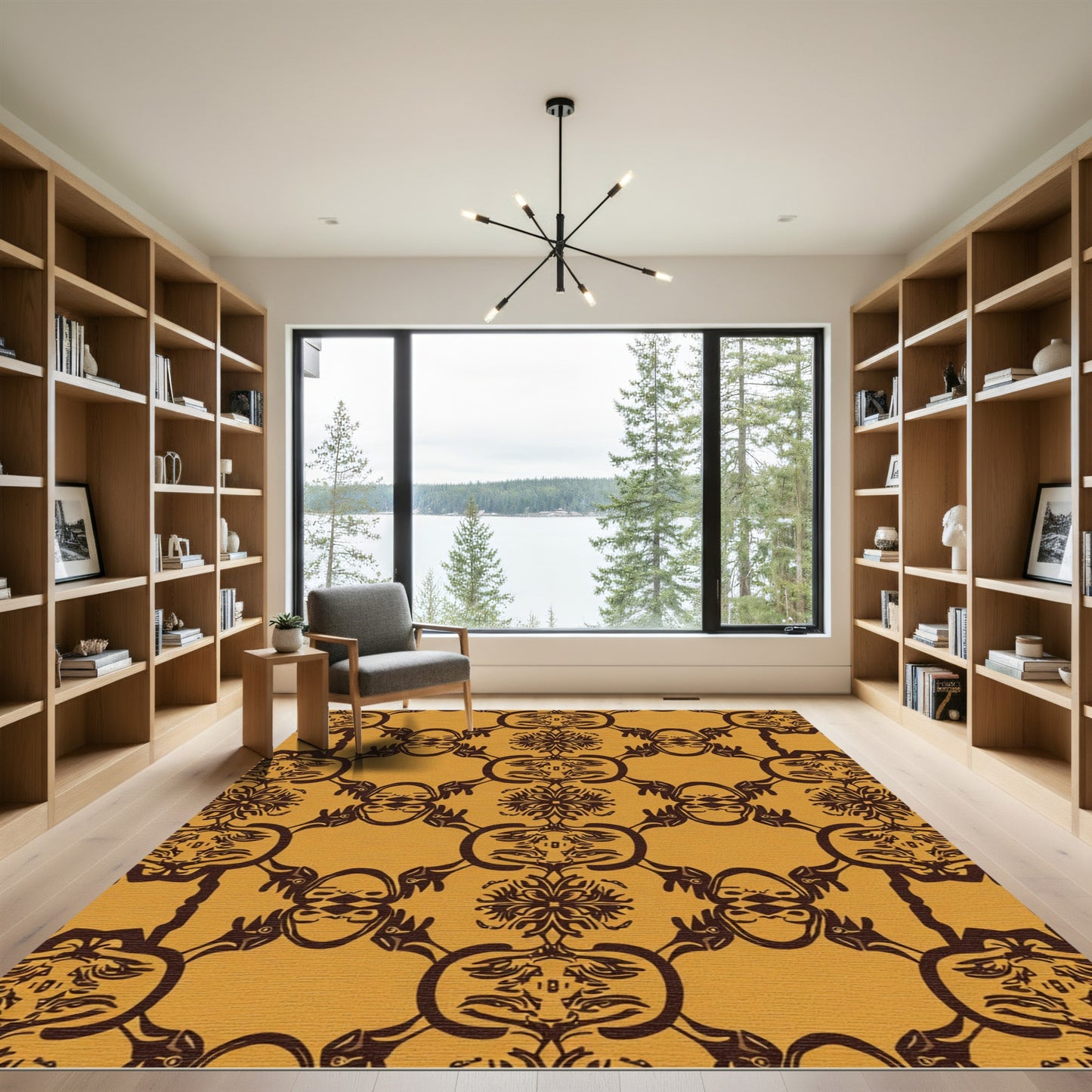 Amber Chocolate Ornamental Floral Medallion Rug