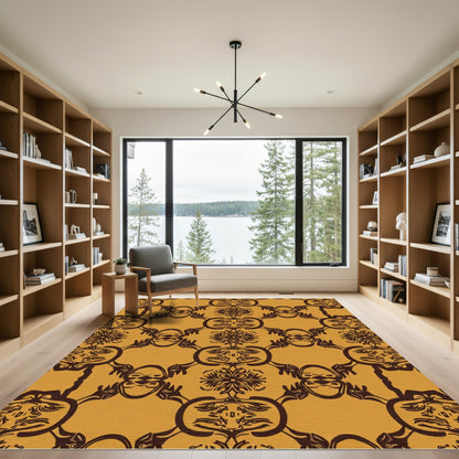 Amber Chocolate Ornamental Floral Medallion Rug