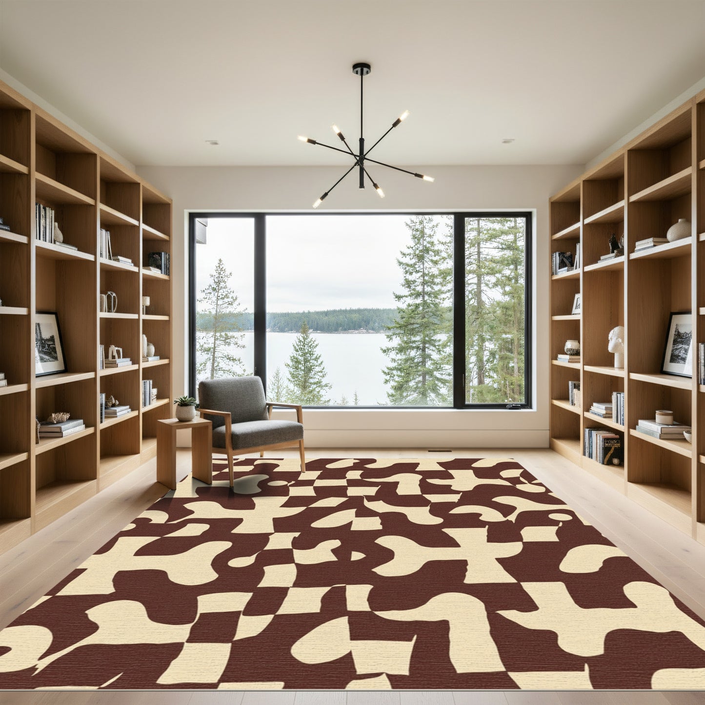 Abstract Organic Chess Board Rug