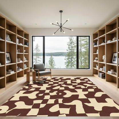 Abstract Organic Chess Board Rug