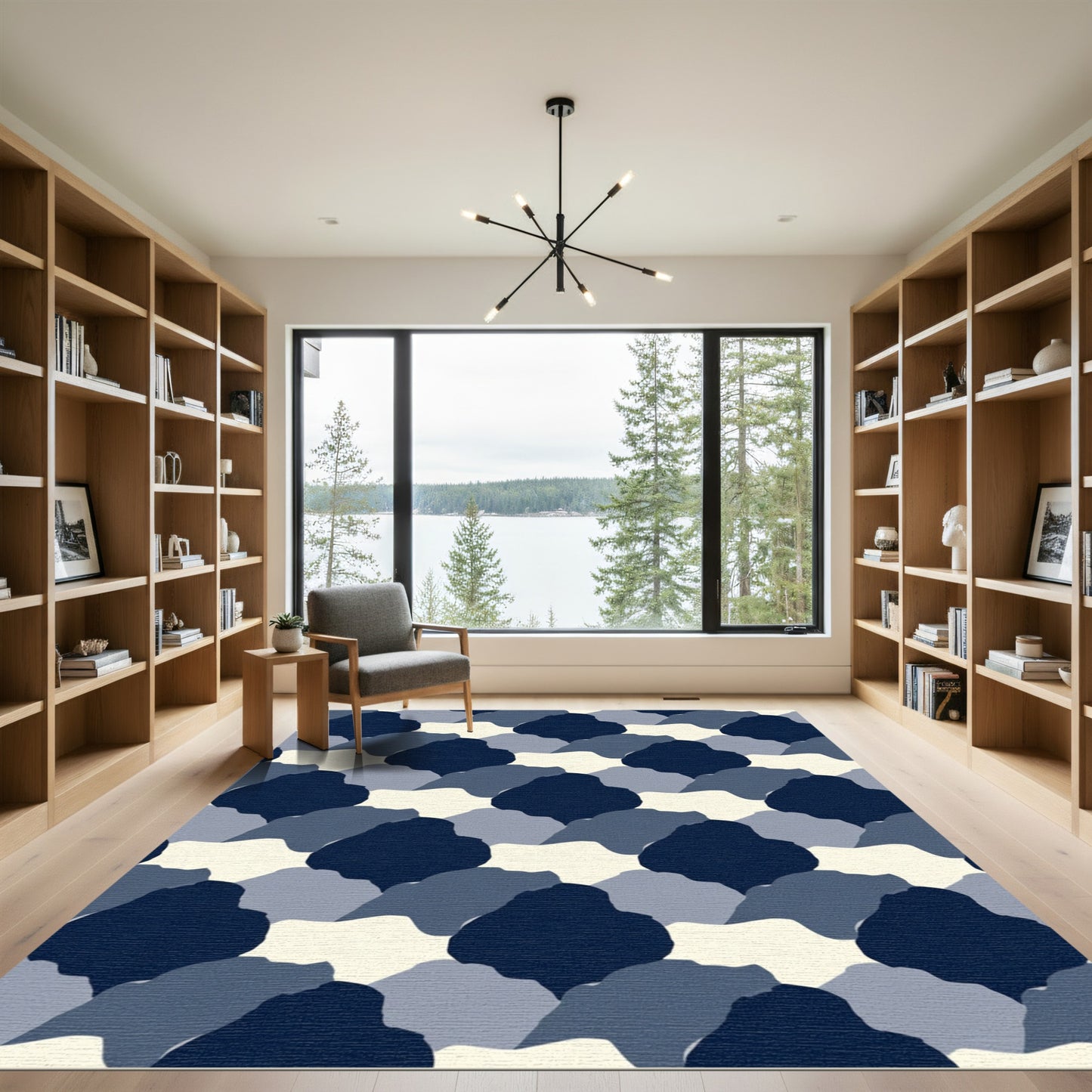 Navy Blue Organic Mountain Range Rug
