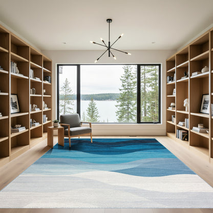 Navy Blue Wavy Gradient Rug