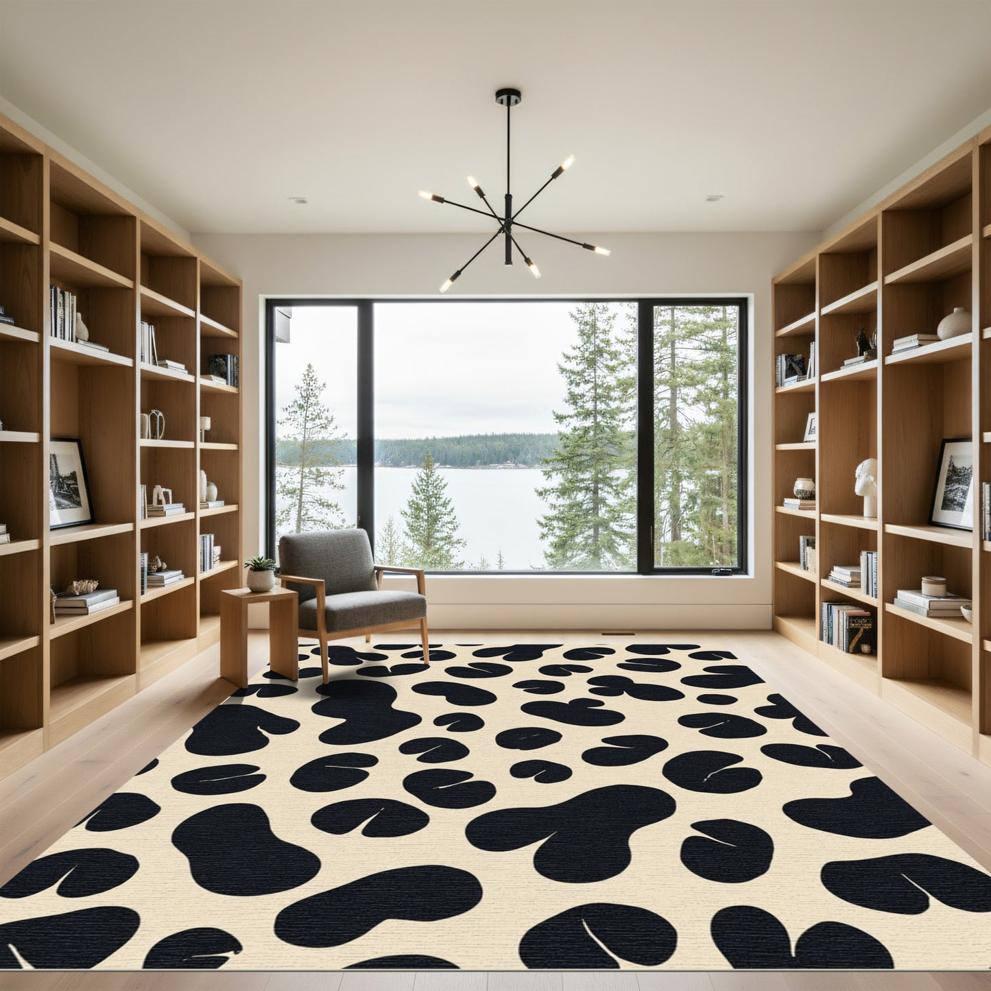 Black Cow Spotted Ochre Composition Rug