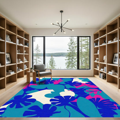 Vibrant Tropical Leaf Abstract Blend Rug