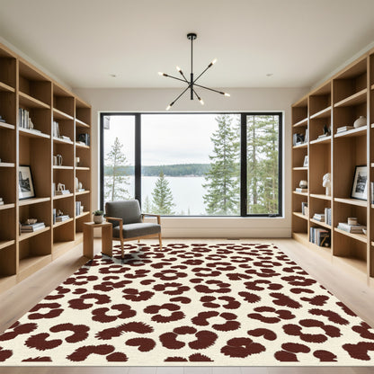 Brown Leopard Spots Cream Rug