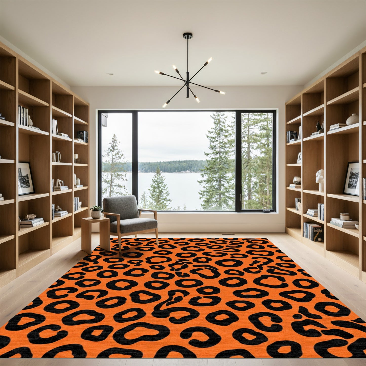 Bold Orange Black Big Cat Spots Rug