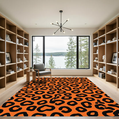 Bold Orange Black Big Cat Spots Rug