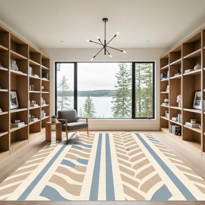Neutral Blue Intertwined Stripe Accordion Rug