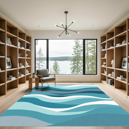 Oceanic Wave Layered Abstract Rug