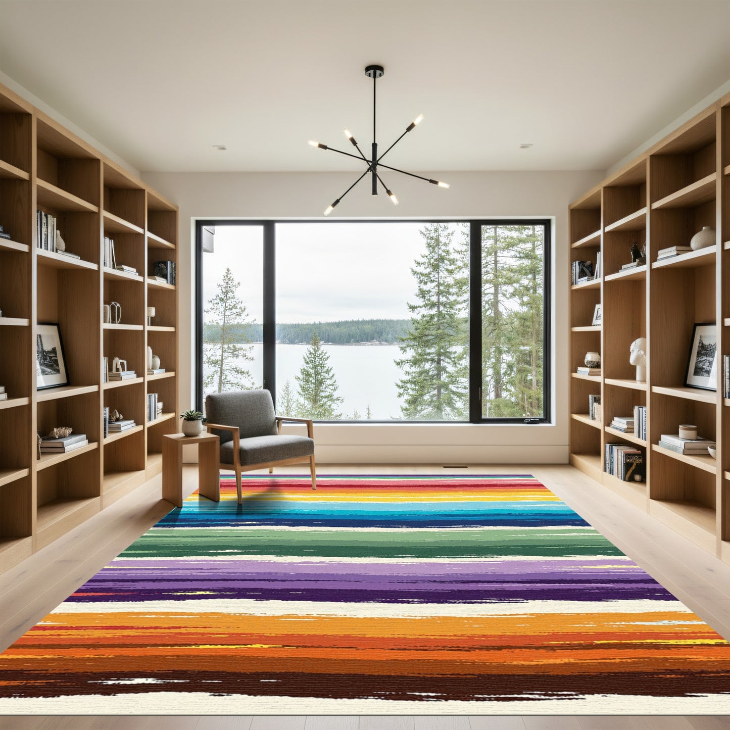 Vibrant Hues Horizontal Streak Art Rug