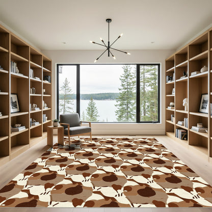 Brown Camouflage Hexagonal Arrangement Rug