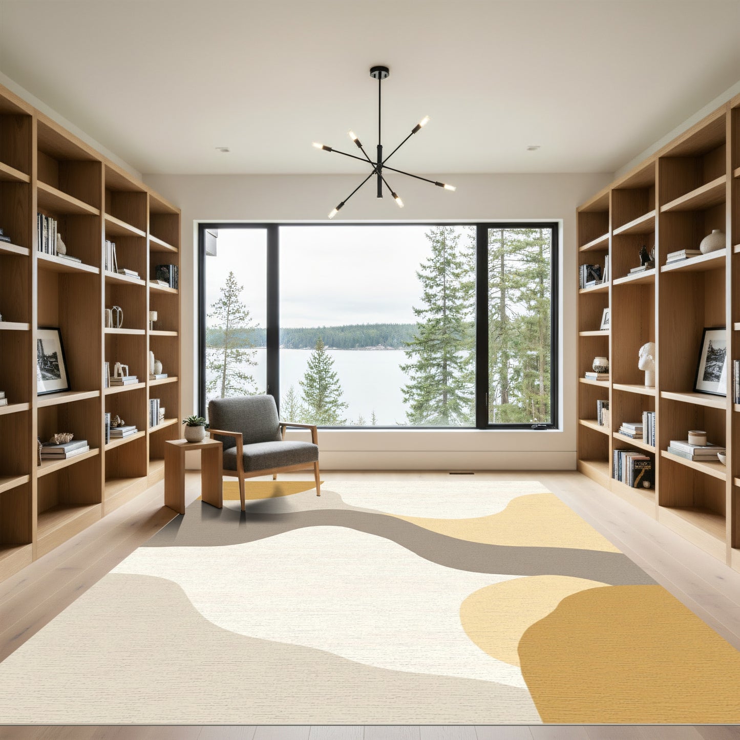 Earthy Abstract Organic Waves Rug