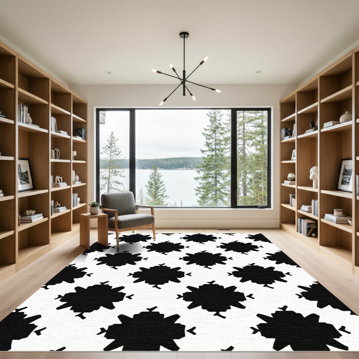 Monochromatic Starburst Diamond Arrangement Rug