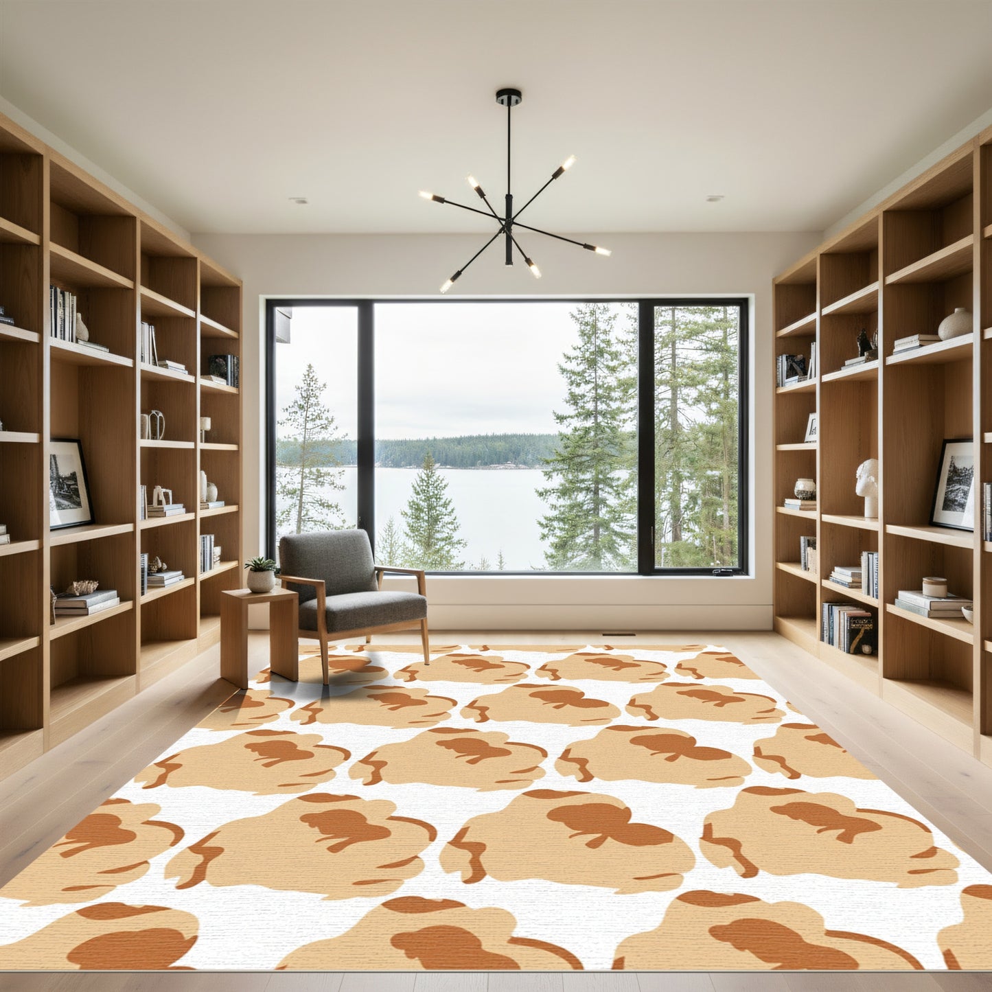 Warm Beige Soft Cloud Pattern Rug