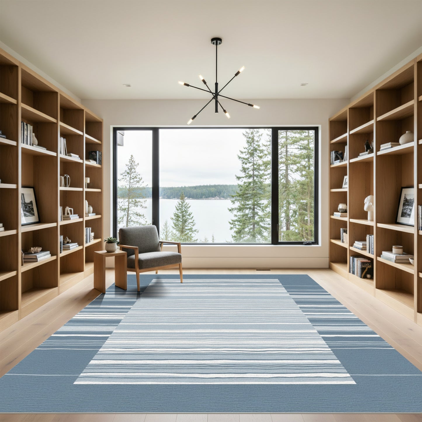 Coastal Blue Horizontal Stripe Rug