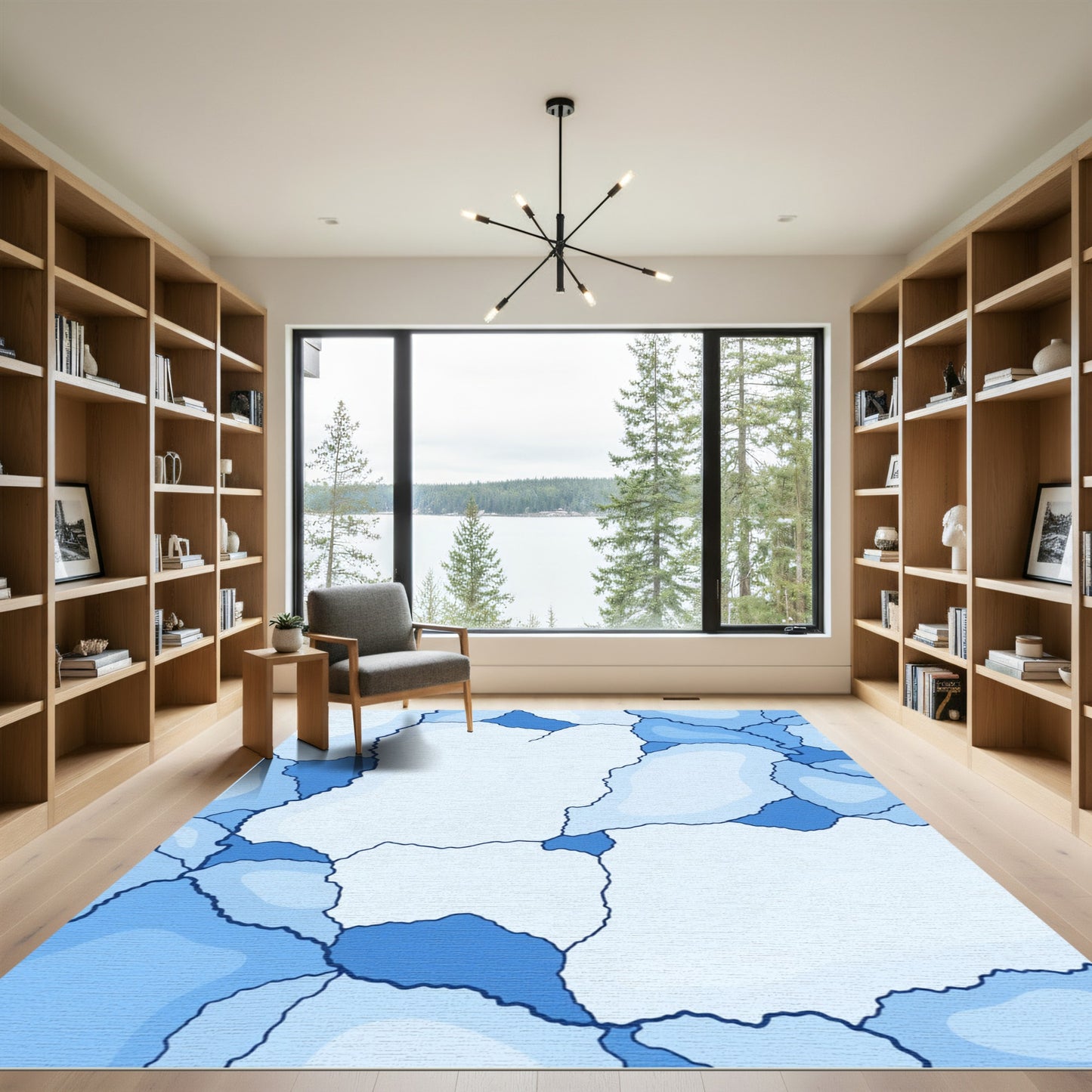 Cool Blue Irregular Shapes Rug