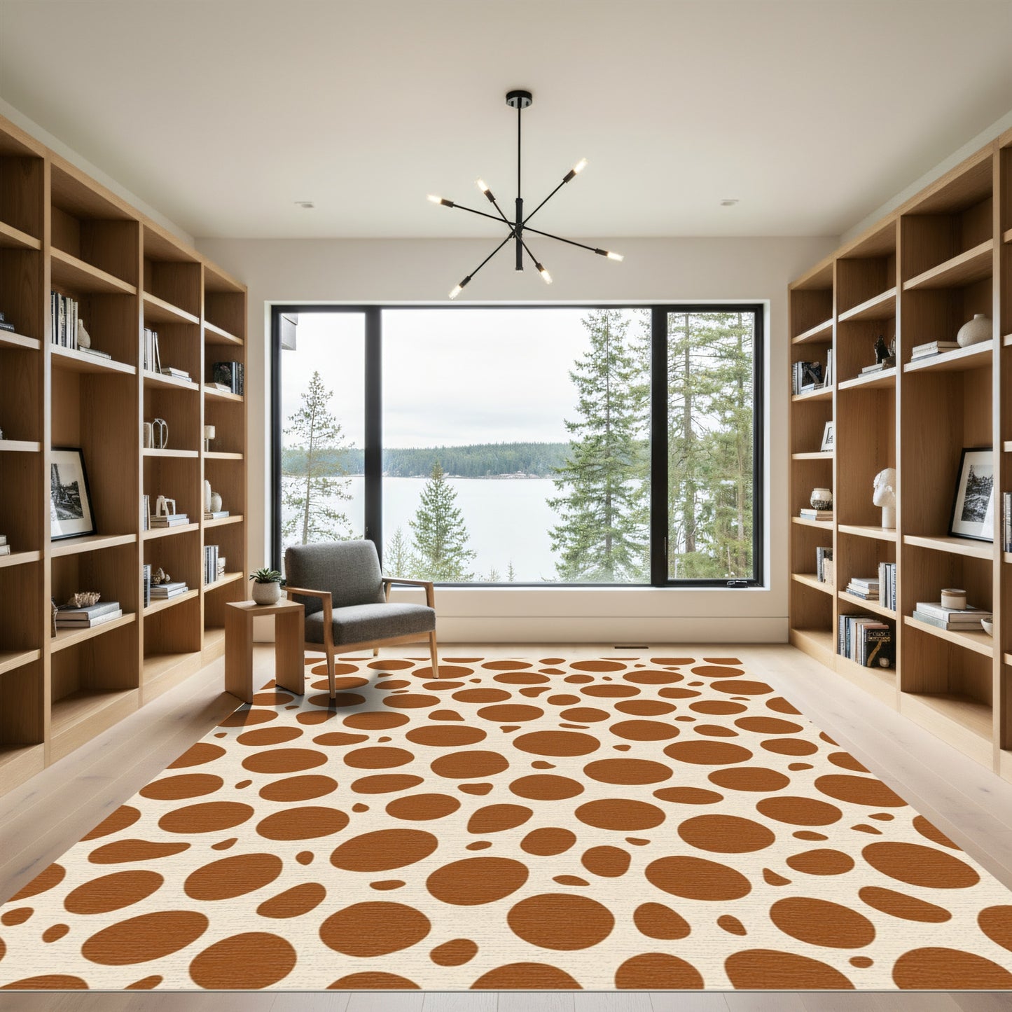 Brown Speckled Cream Abstract Spots Rug