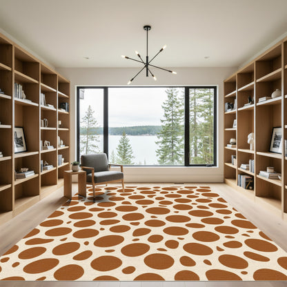 Brown Speckled Cream Abstract Spots Rug