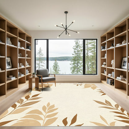 Neutral Earth Tones Leaf Collage Rug