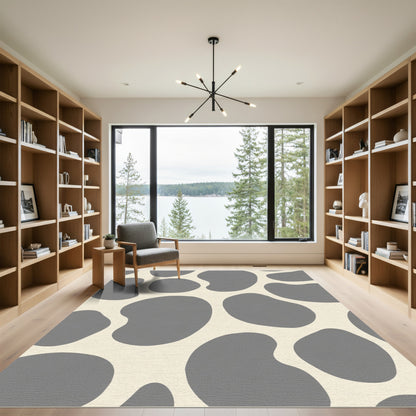 Neutral Gray Organic Blob Rug
