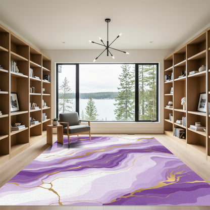 Amethyst Swirl Gold Veins Rug