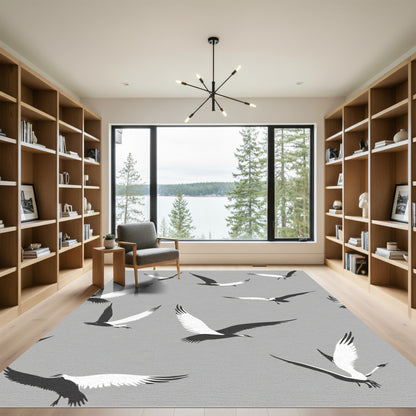 Monochromatic Flying Birds In Flight Rug