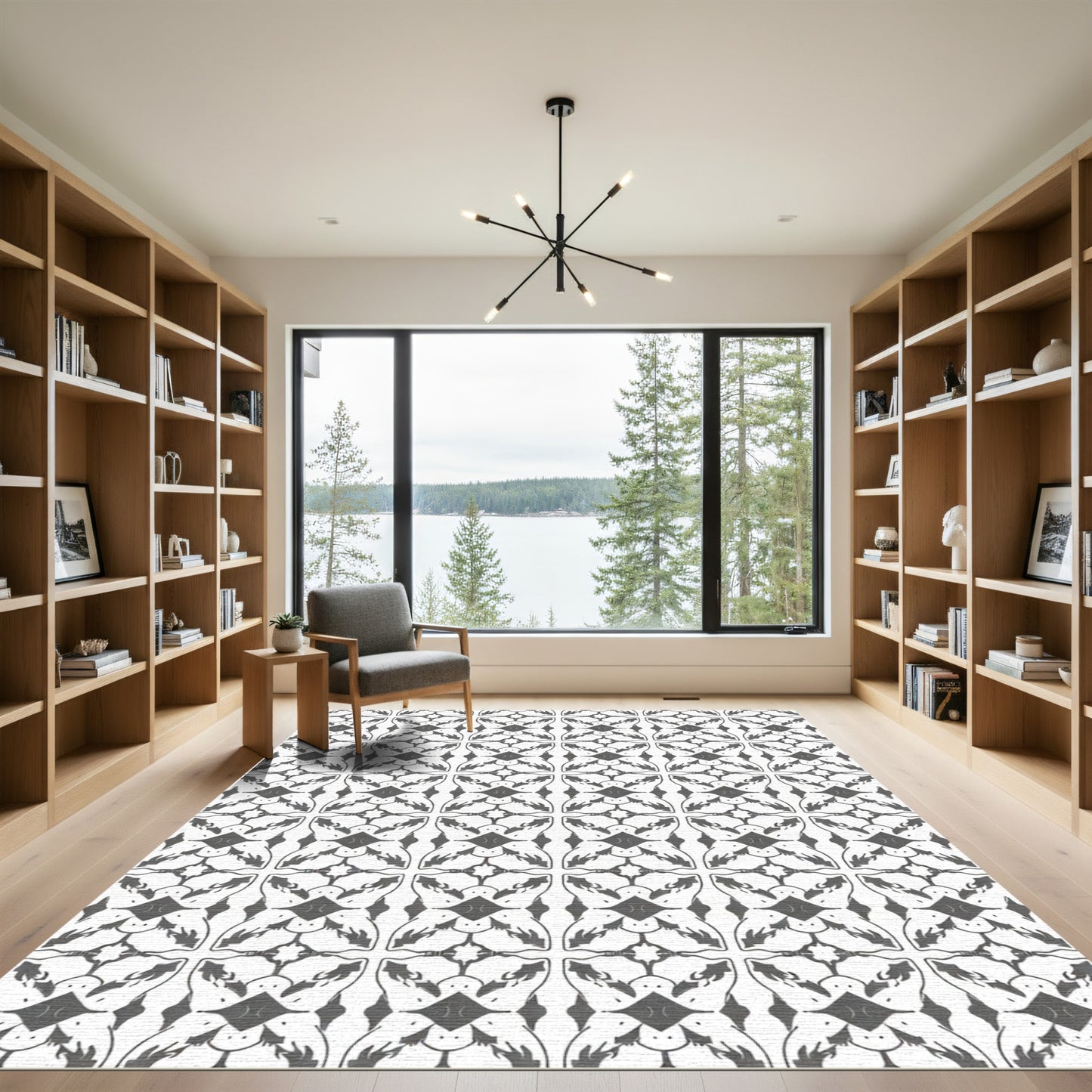 Gray Floral Diamond Interlocking Medallion Rug